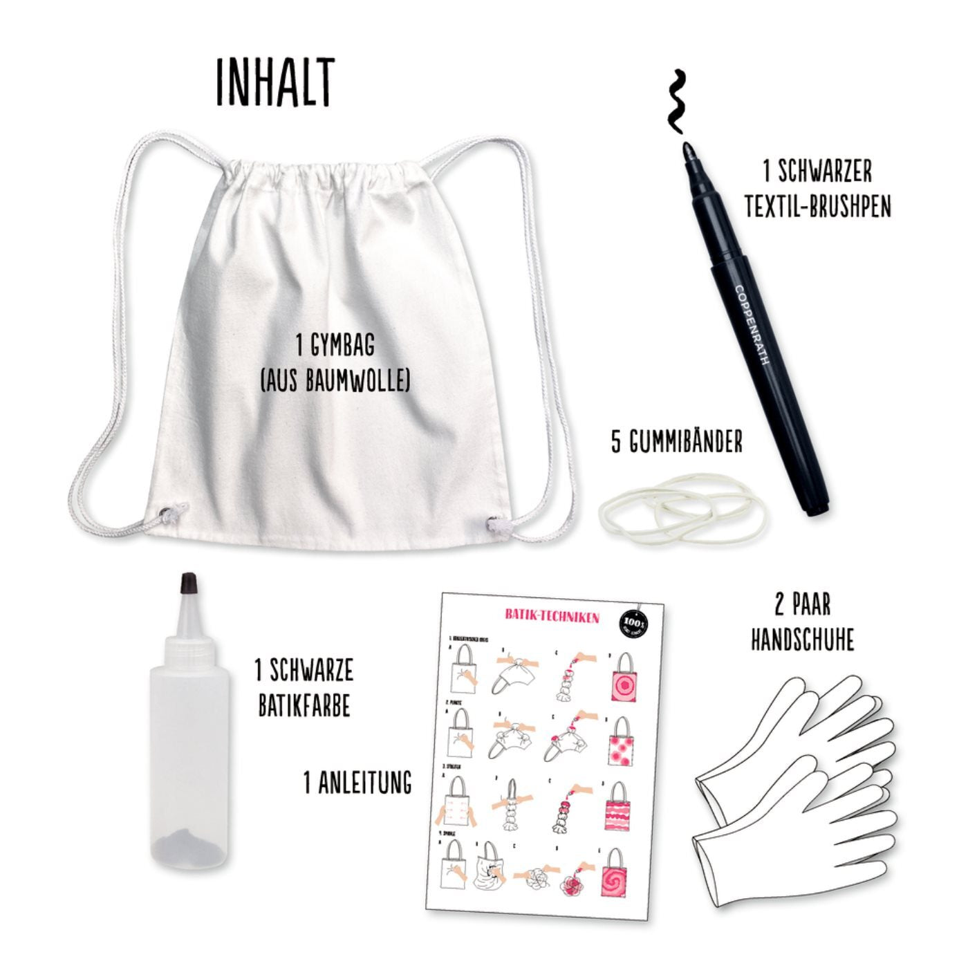 Mein Batik+Handlettering Starter-Set - Gymbag (100% selbst gemacht)