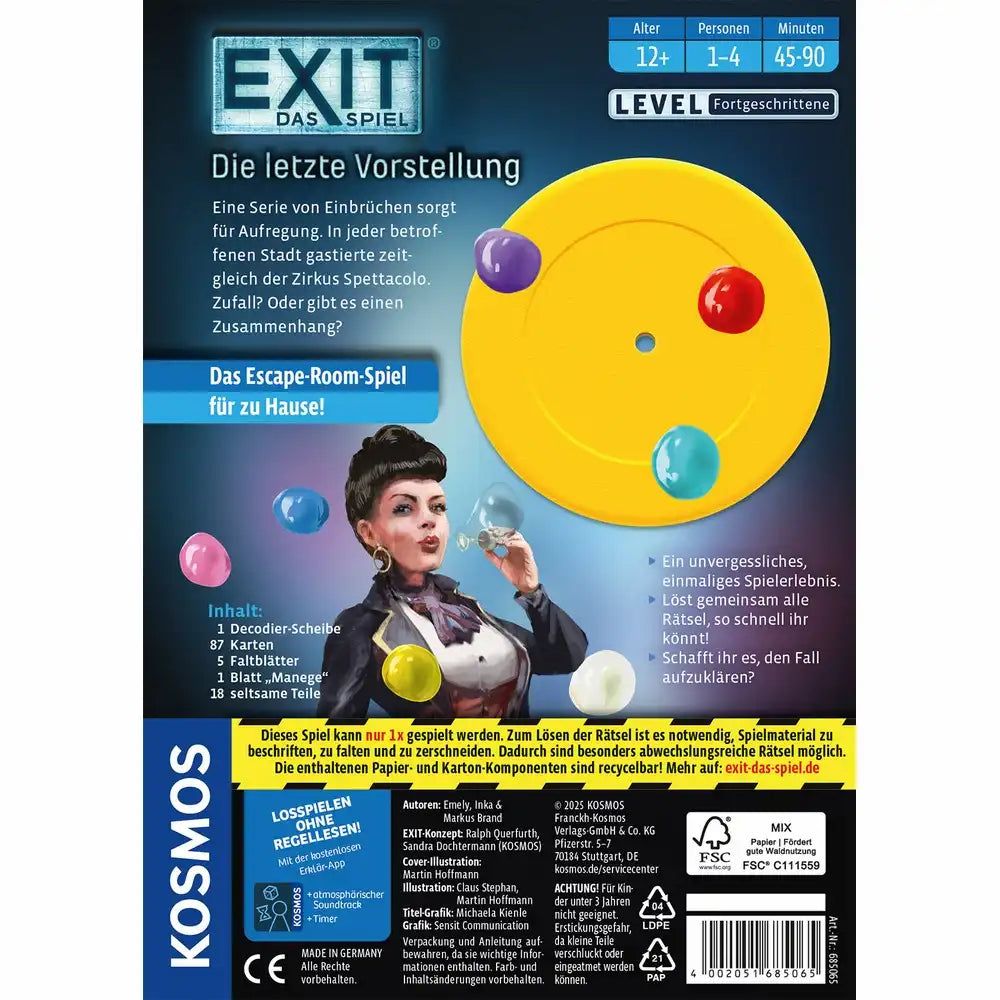 EXIT Escape Game Die letzte Vorstellung Level Fortgeschritten