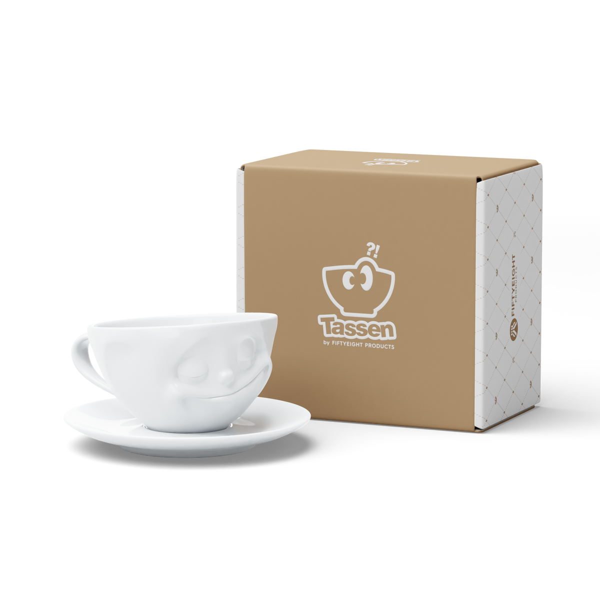 FIFTYEIGHT Kaffeetasse Glücklich weiß, 200 ml