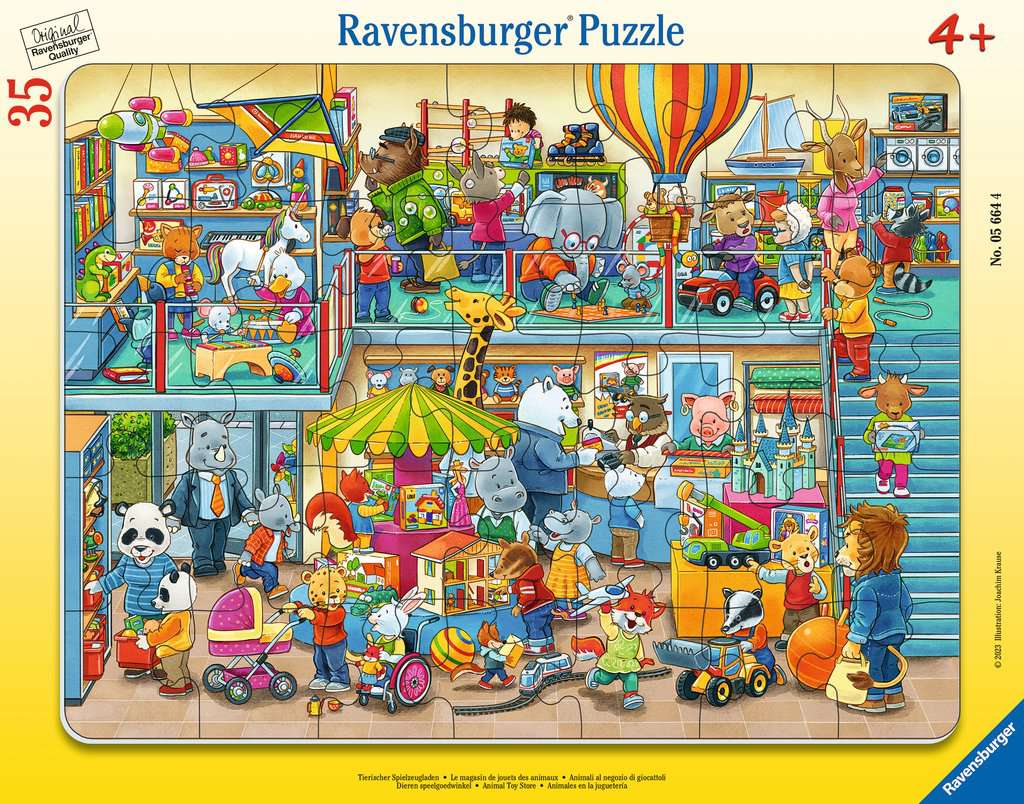 Ravensburger Rahmenpuzzle 35 Teile Tierischer Spielzeugladen