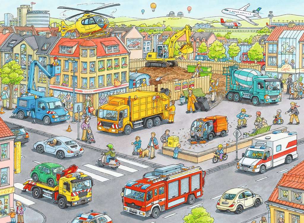 Ravensburger Puzzle 100 XXL Teile Fahrzeuge in der Stadt