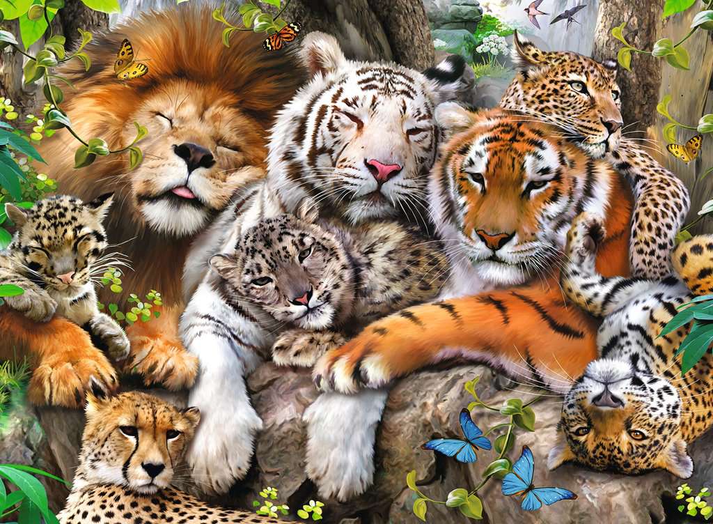 Ravensburger Puzzle 200 Teile XXL Schmusende Raubkatzen