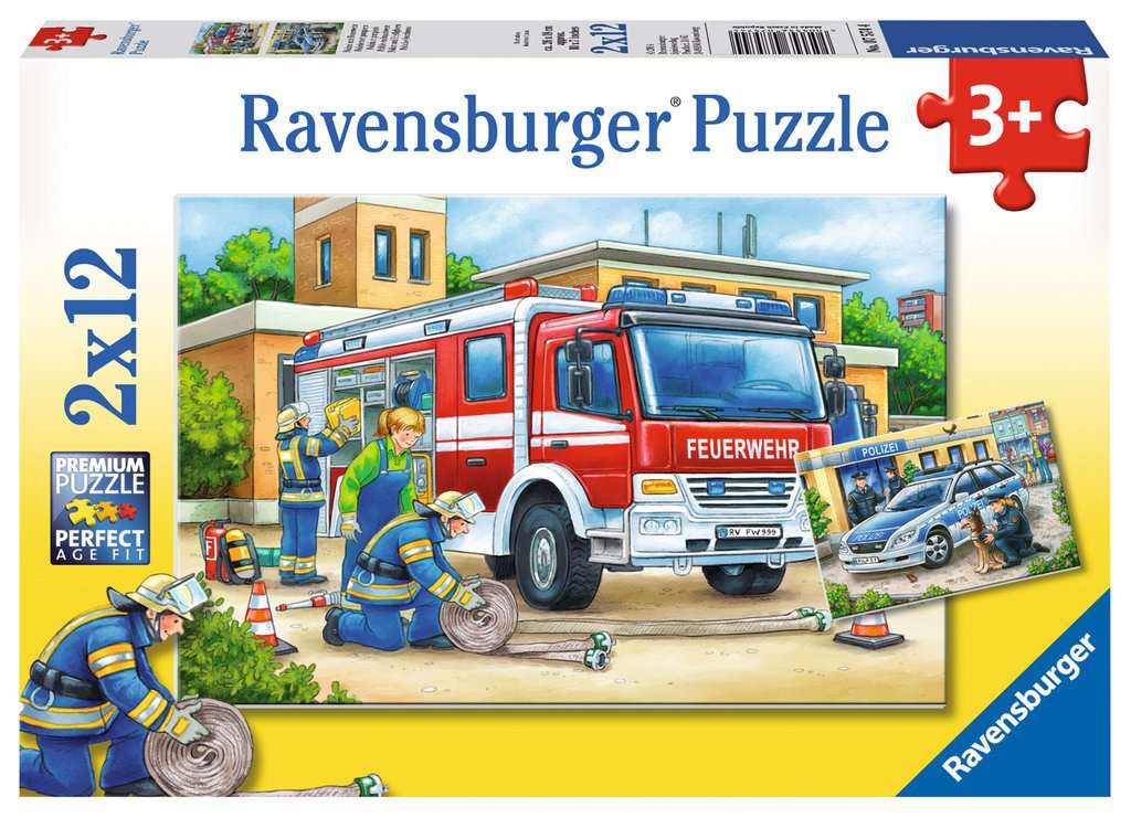 Ravensburger Puzzle 2 X 12 Teile Polizei und Feuerwehr