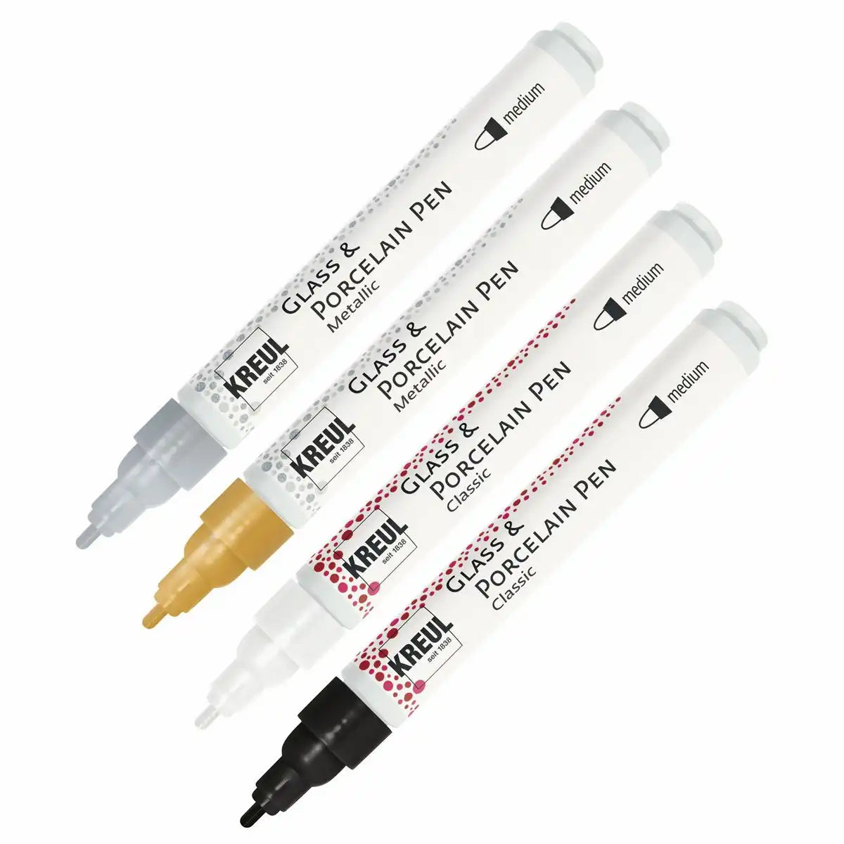KREUL Glass & Porcelain Pen Glamour medium 4 Stück
