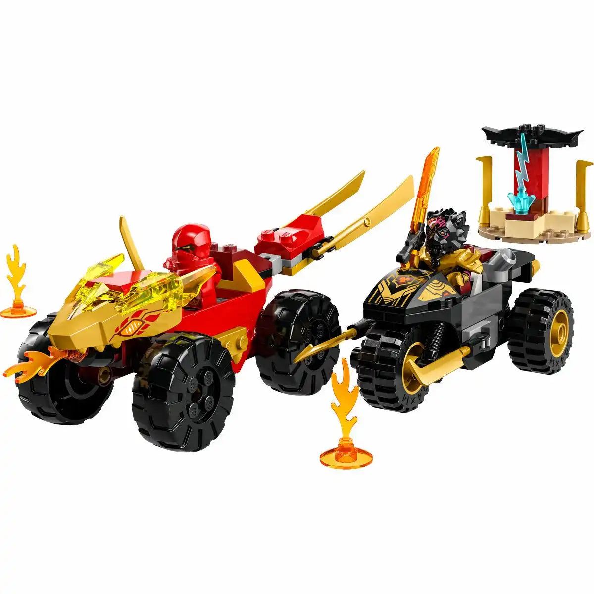 LEGO NINJAGO Verfolgungsjagd mit Kais Flitzer und Ras' Motorrad 71789