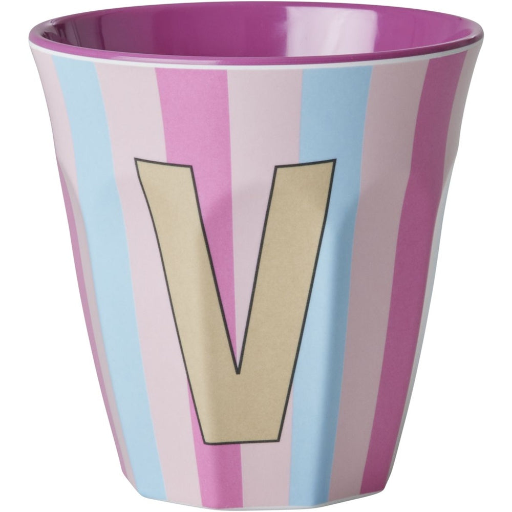 rice Melamin Buchstabenbecher - Mehrfarbig - V - Stripes