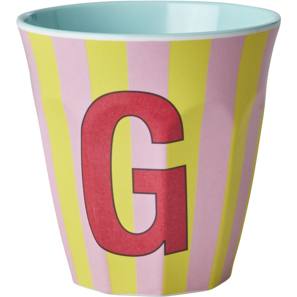 rice Melamin Buchstabenbecher - Pink - G - Stripes