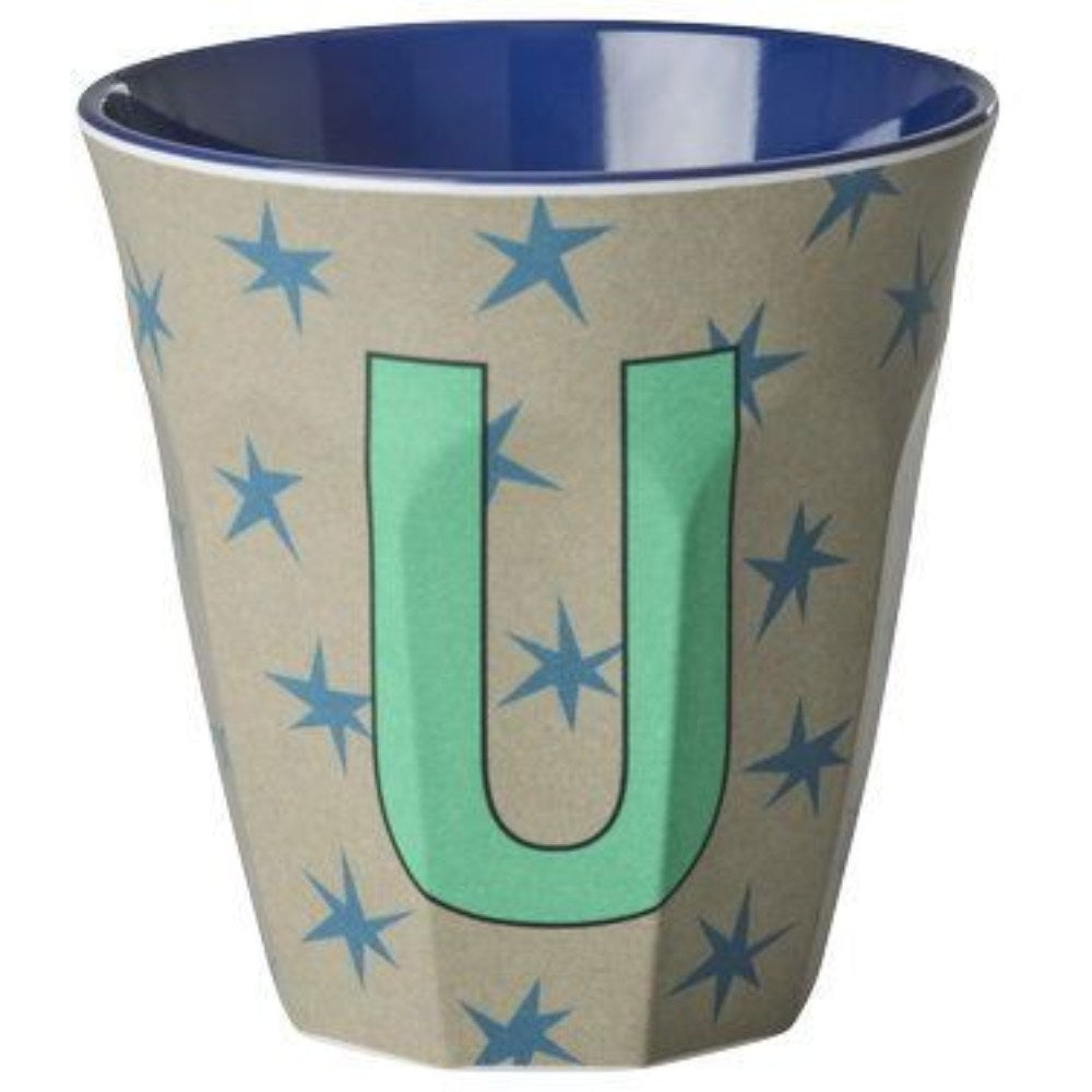 rice Melamin Buchstabenbecher - Dunkles Sand - U - Stars