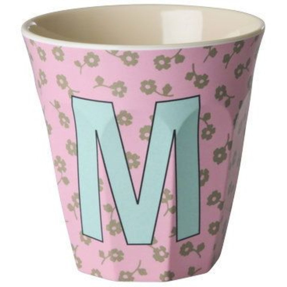 rice Melamin Buchstabenbecher - Pink - M - Flowers