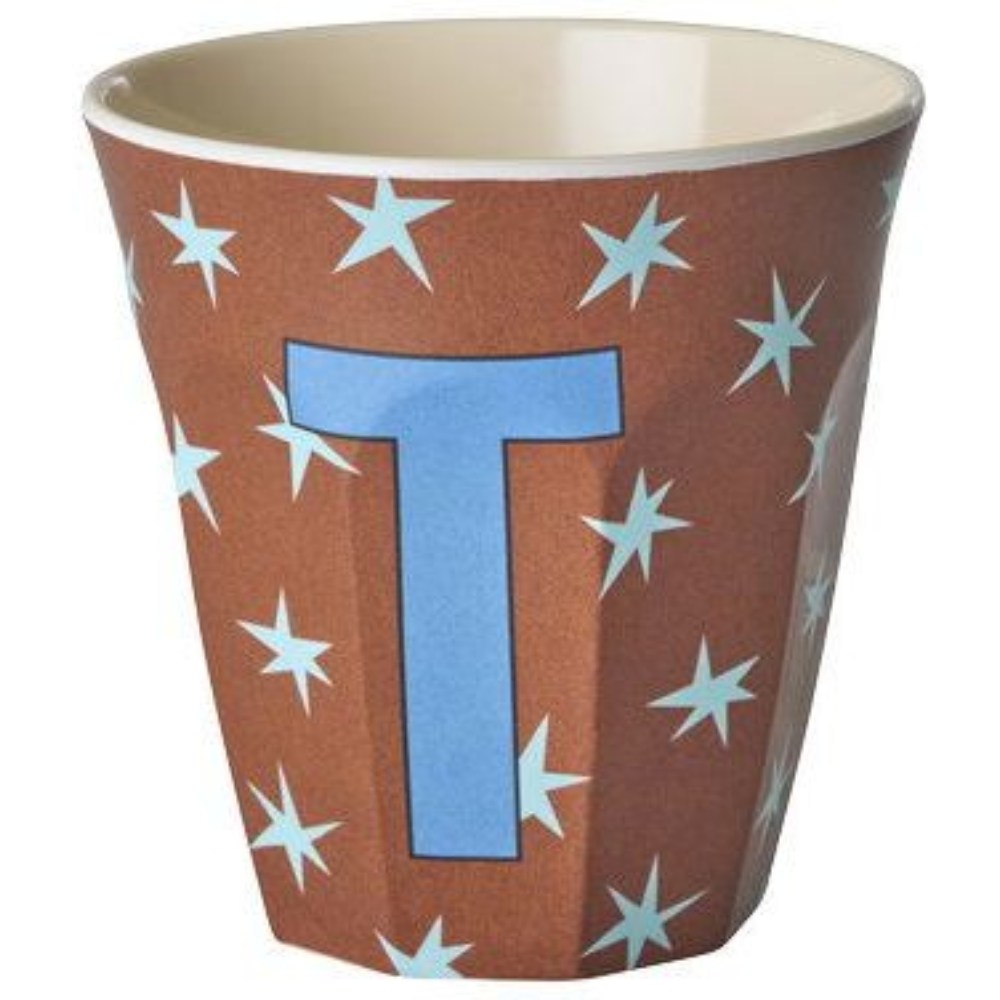 rice Melamin Buchstabenbecher - Braun - T - Stars