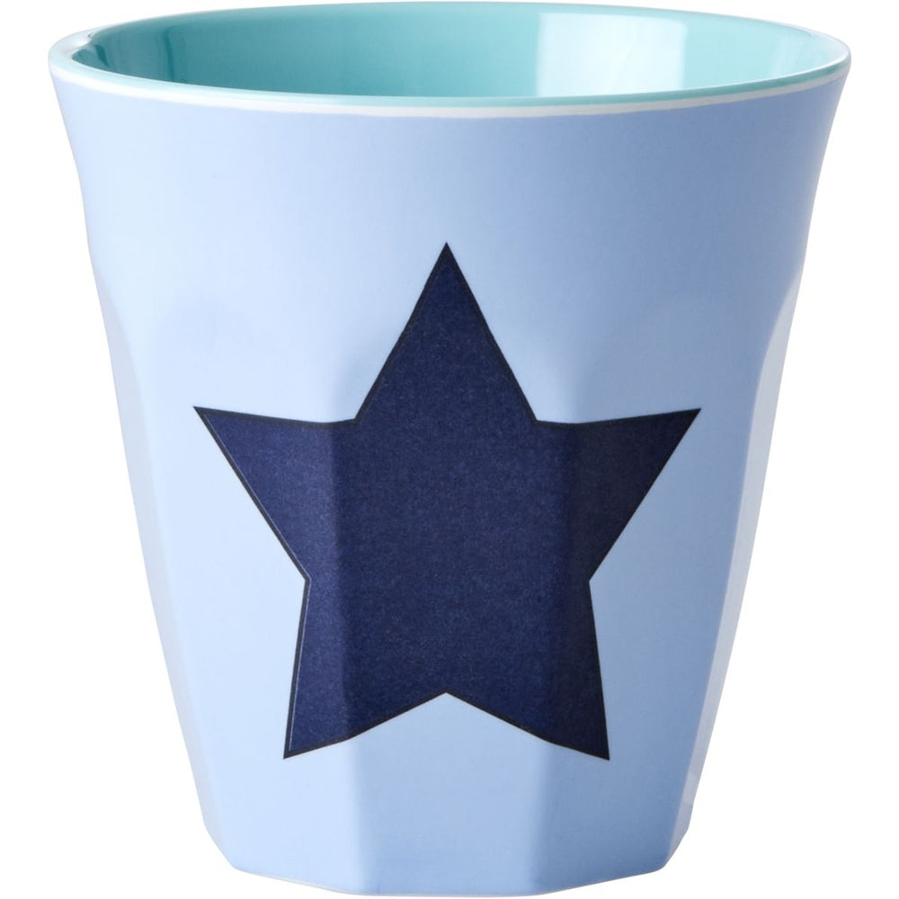 rice Melamin Buchstabenbecher - Hellblau - Star Print