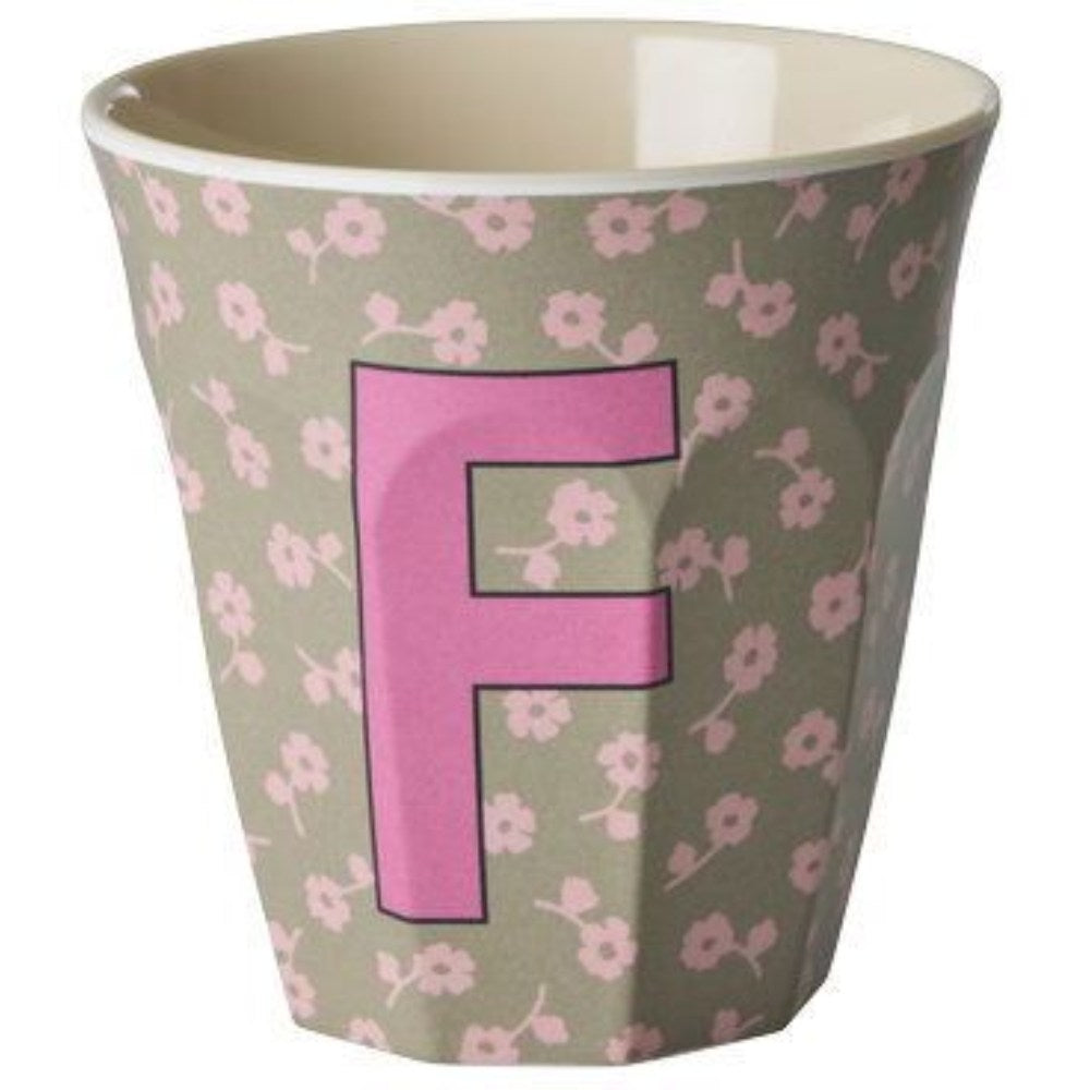 rice Melamin Buchstabenbecher - Dunkles Sand - F - Flowers