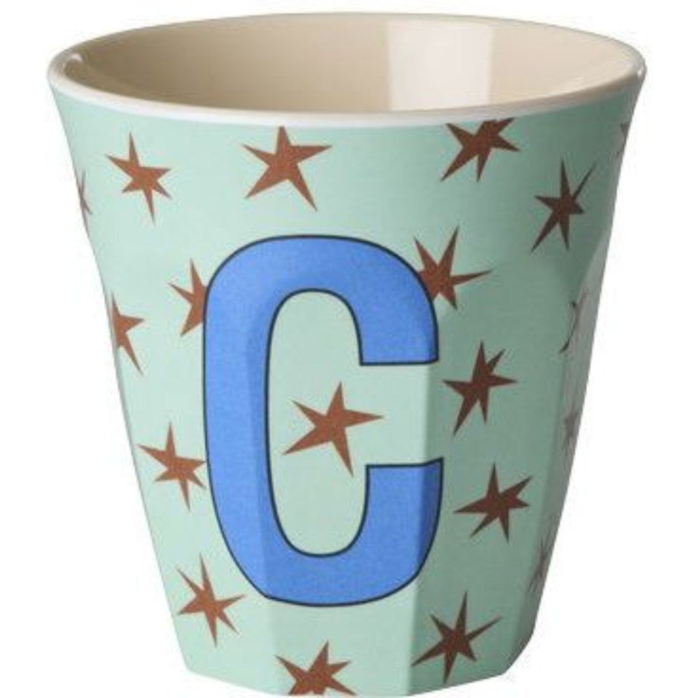 rice Melamin Buchstabenbecher - Mint - C - Stars