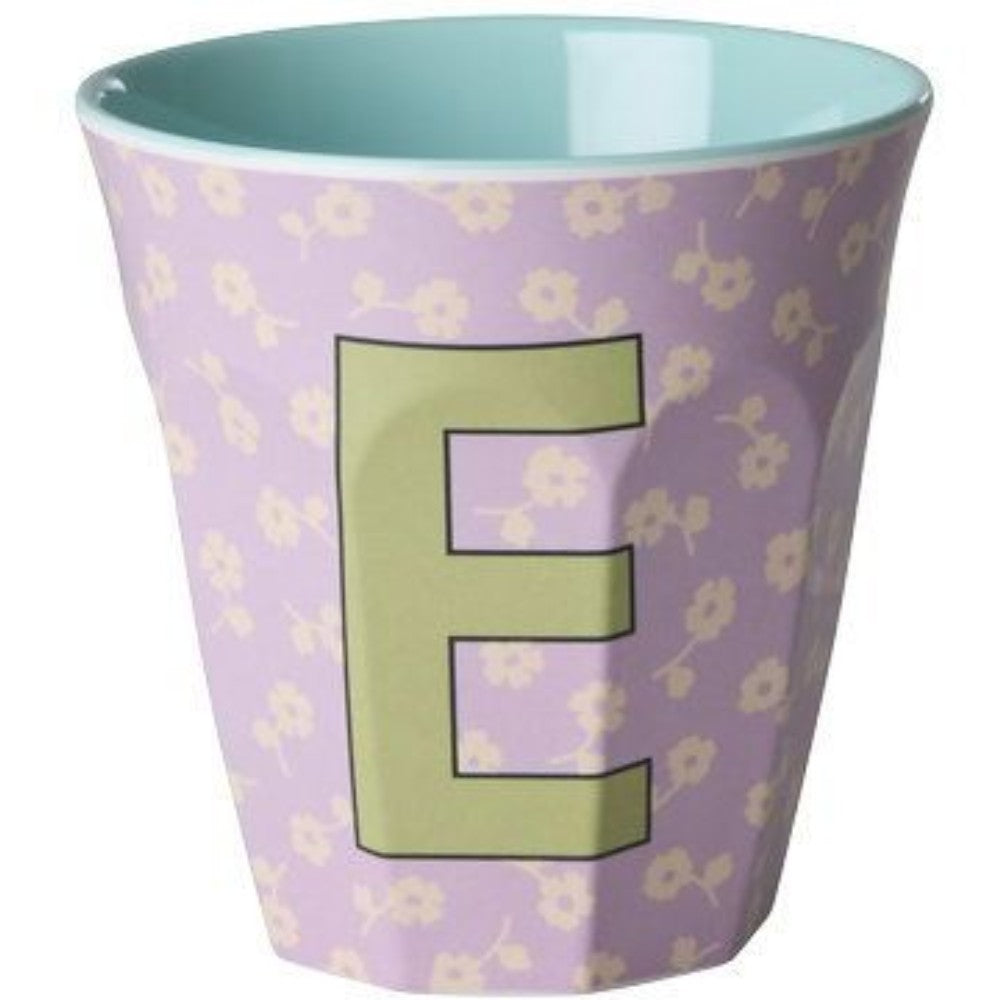 rice Melamin Buchstabenbecher - Helllila - E - Flowers