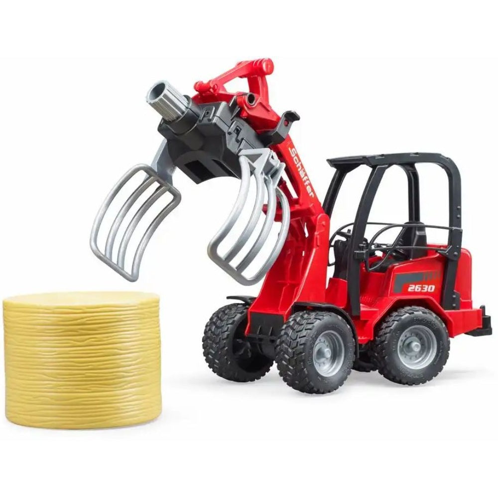 bruder Hoflader Schäffer 2630 mit Ballengreifzange rot 1:16