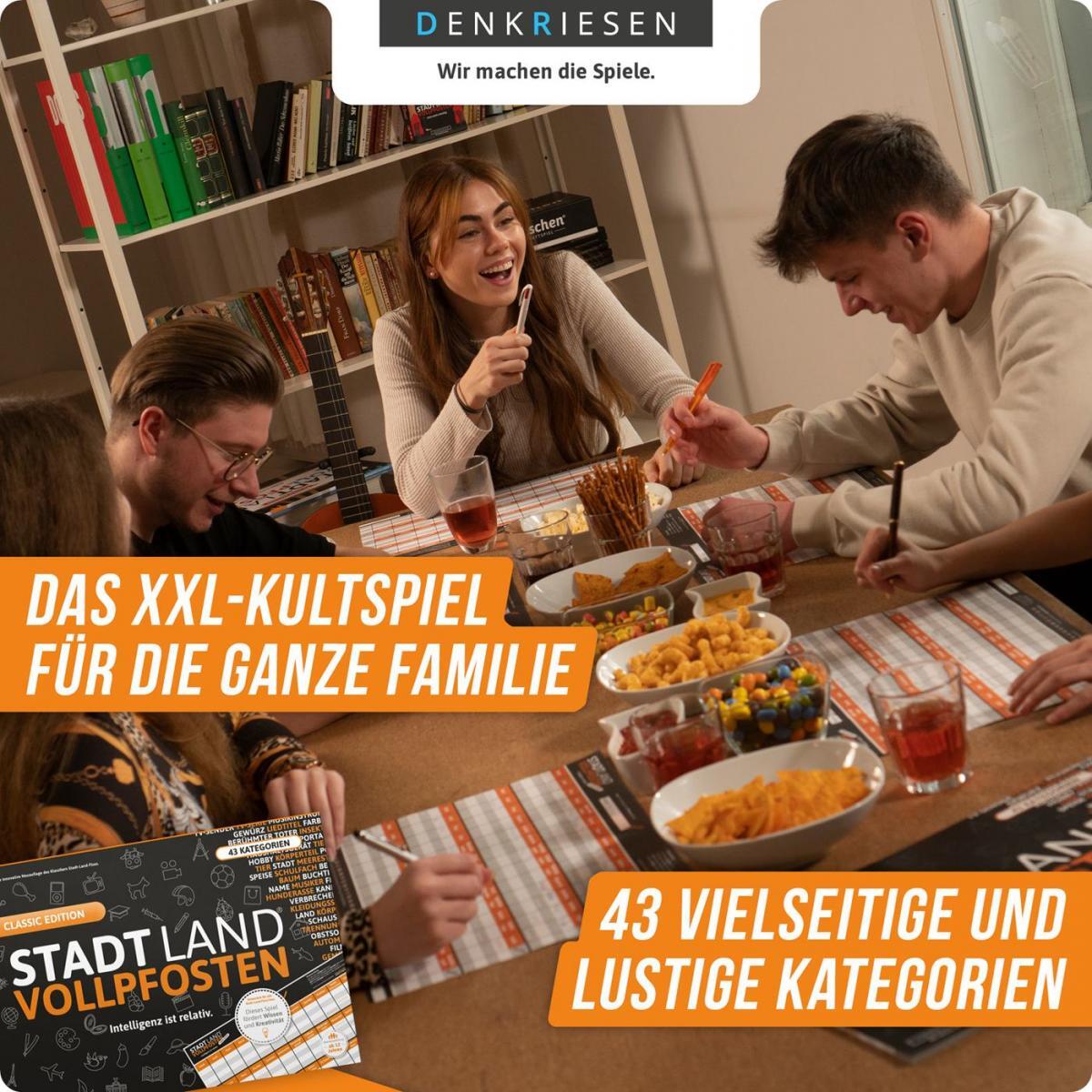 Stadt Land Vollpfosten® Classic Edition – "Intelligenz ist relativ." | A3 Spielblock
