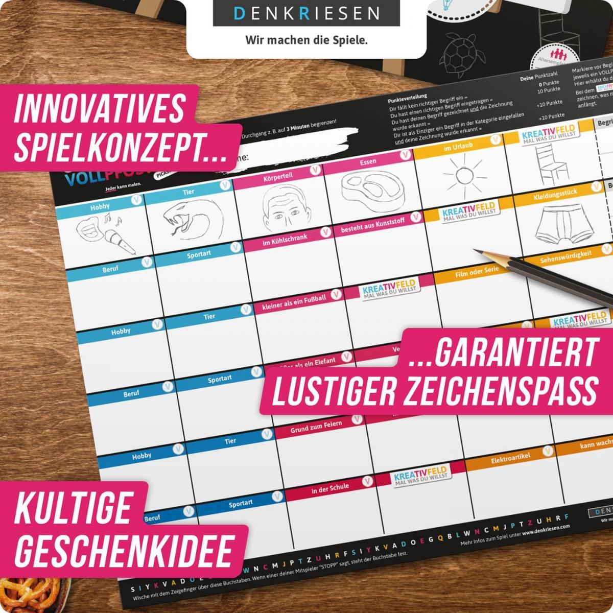 Stadt Land Vollpfosten® Picasso Edition – "Jeder kann malen." | A3 Spielblock