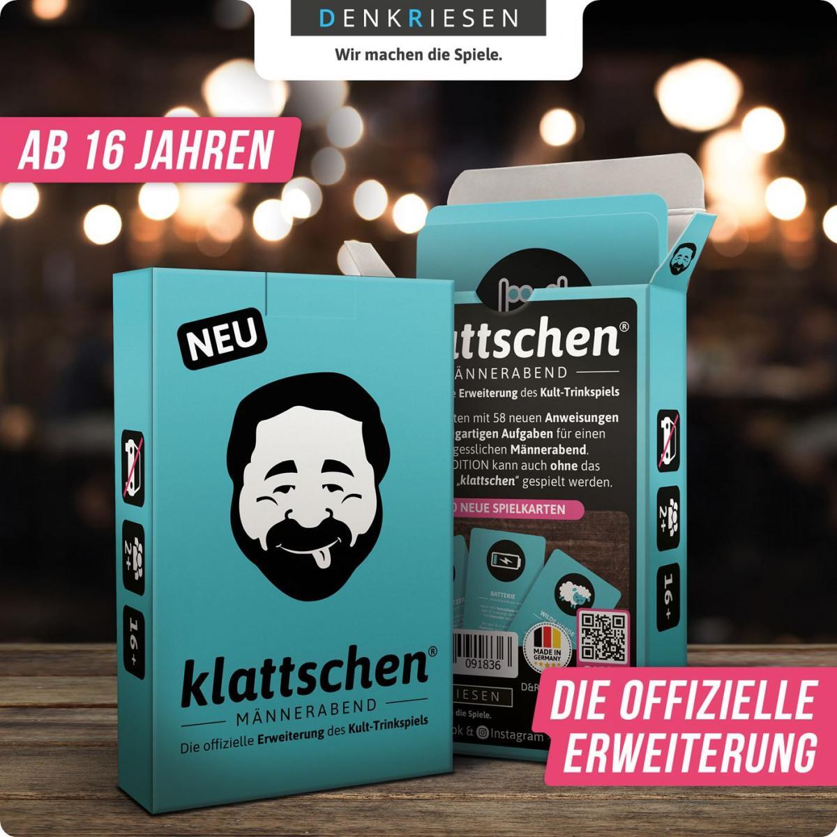 DENKRIESEN - klattschen® - Männerabend - SPIELKARTENKARTON Das wahrscheinlich beste Trinkspiel aller Zeiten