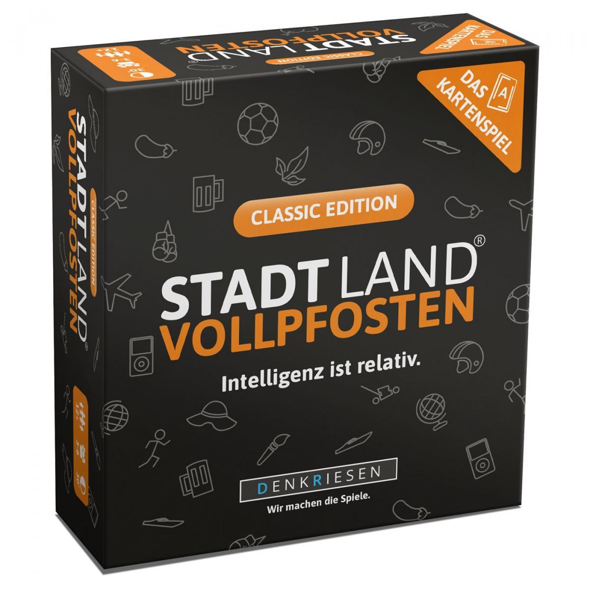 Stadt Land Vollpfosten® Classic Edition – "Intelligenz ist relativ." | Das Kartenspiel