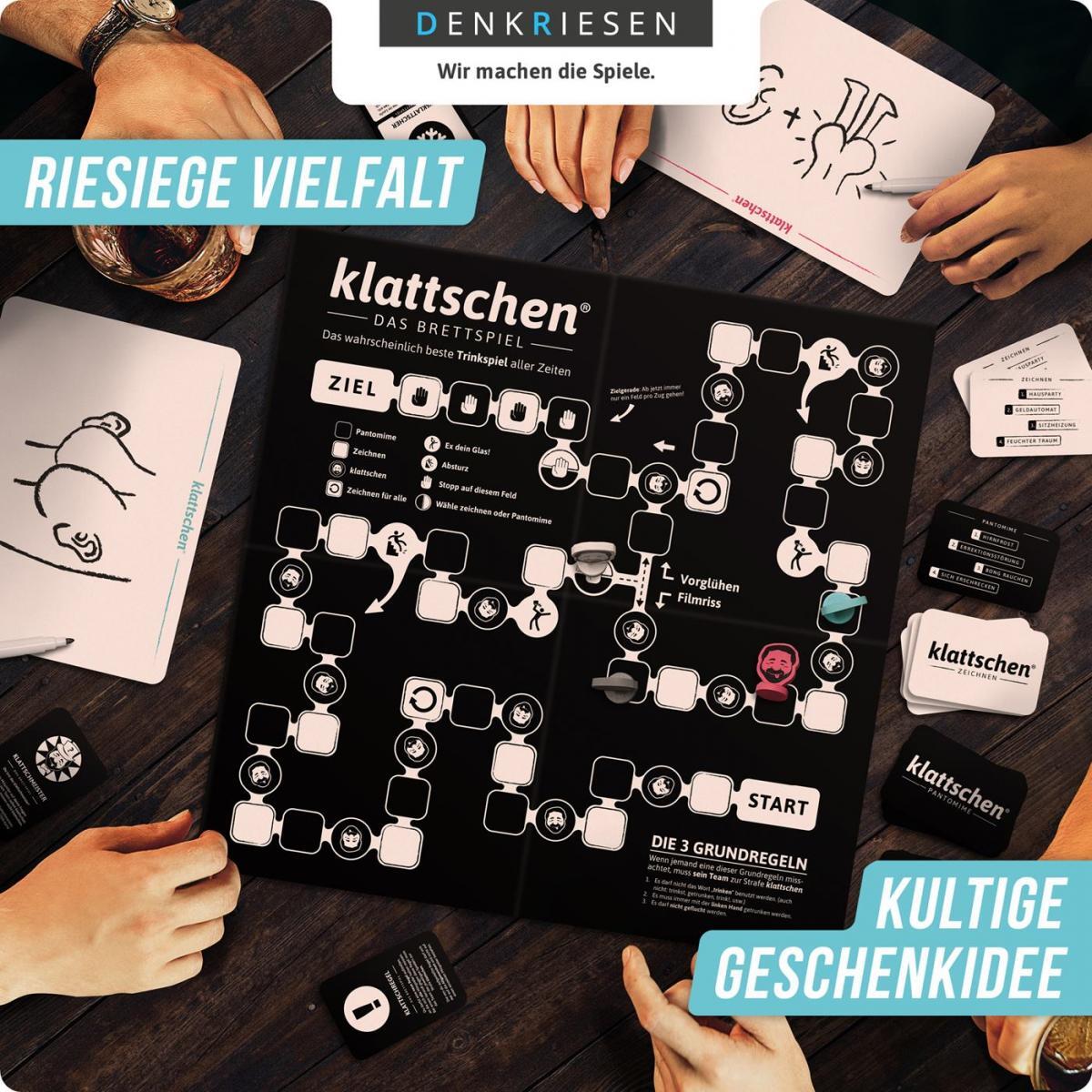 DENKRIESEN - klattschen® - Trinkspiel - DAS BRETTSPIEL Das wahrscheinlich beste Trinkspiel aller Zeiten