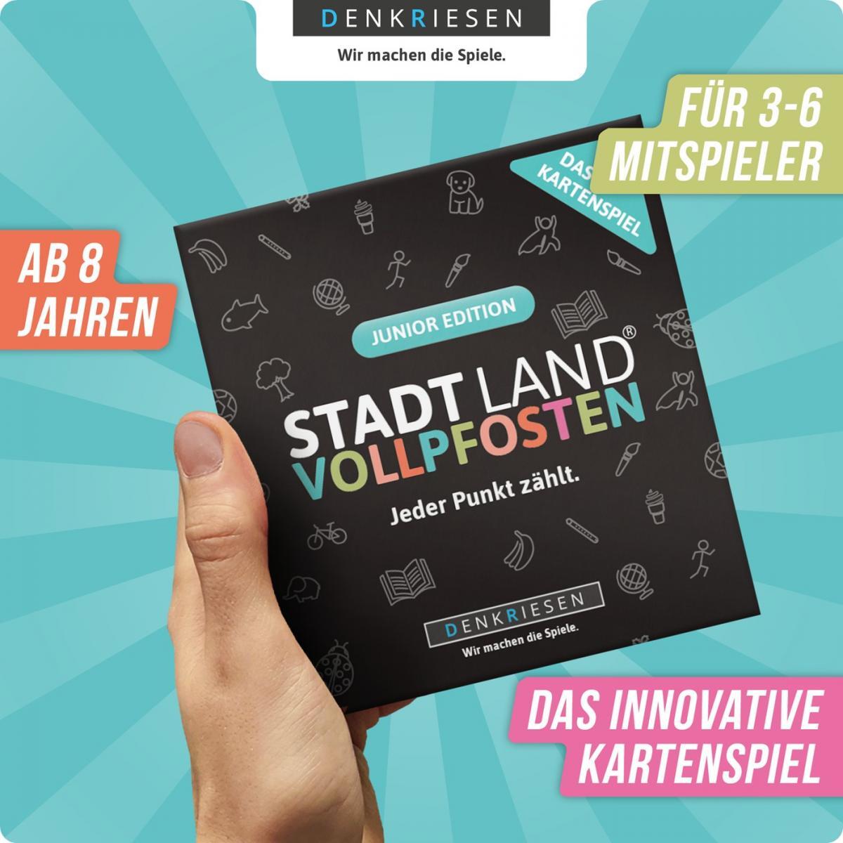 Stadt Land Vollpfosten® Junior Edition – "Jeder Punkt zählt." | Das Kartenspiel
