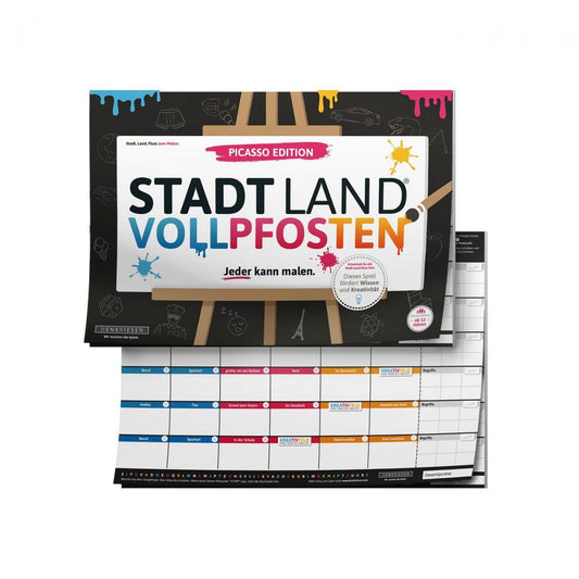 Stadt Land Vollpfosten® Picasso Edition – "Jeder kann malen." | A3 Spielblock