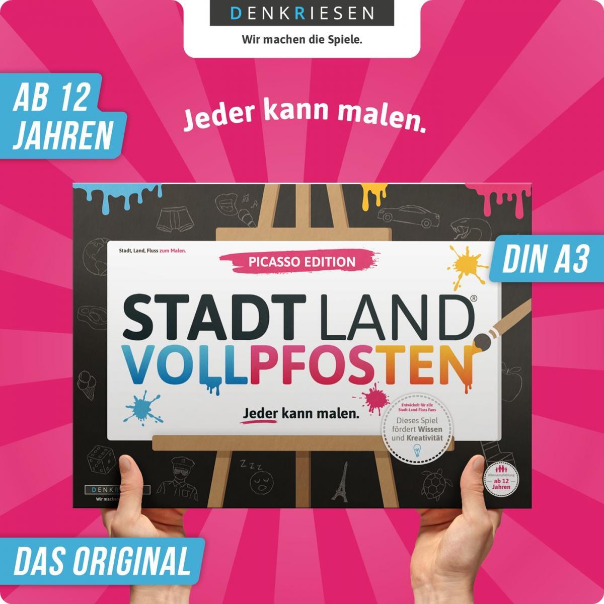 Stadt Land Vollpfosten® Picasso Edition – "Jeder kann malen." | A3 Spielblock