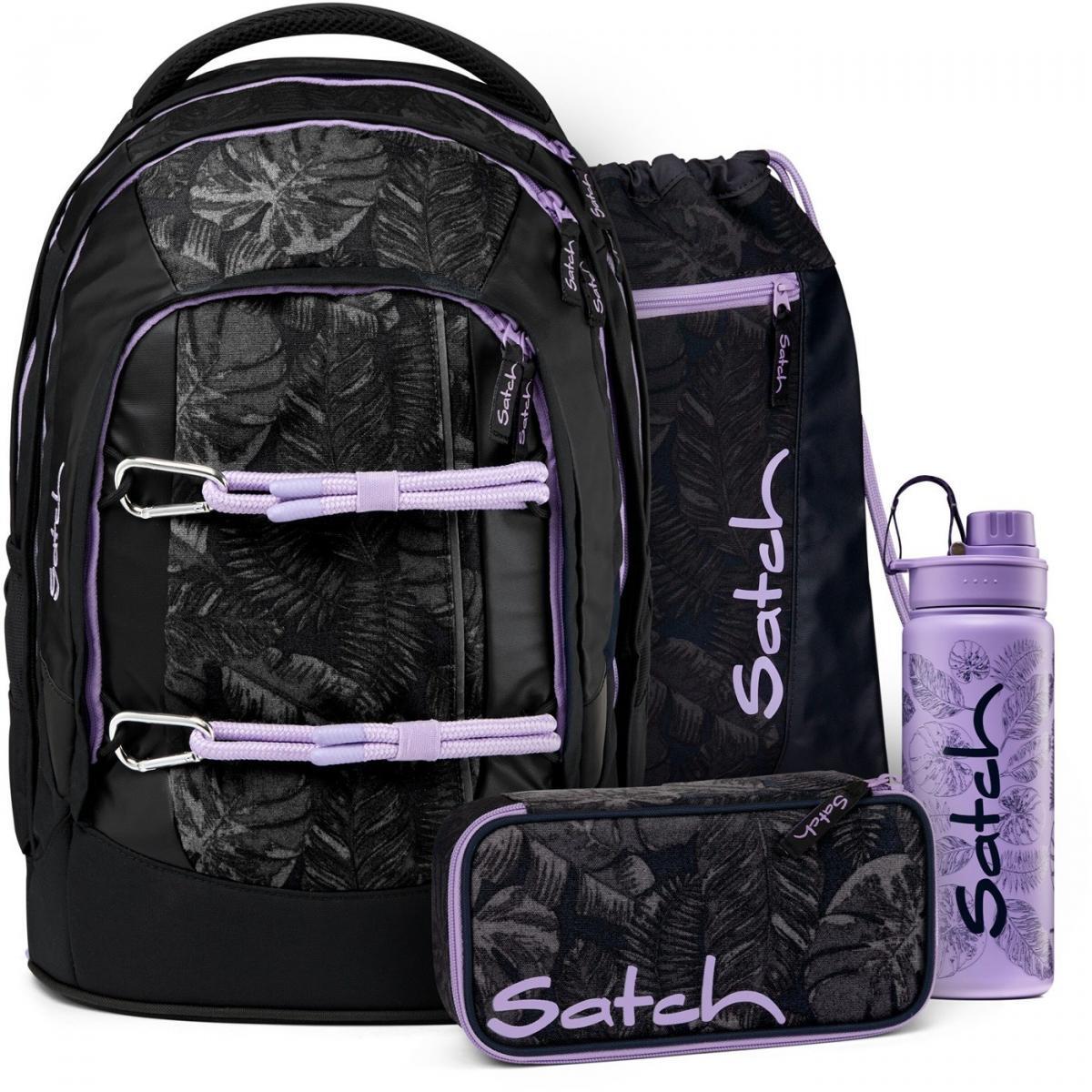 satch pack Schulrucksack Set Betty Grey - Pack, Sportbeutel, Schlamperbox, Trinkflasche