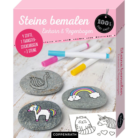 Steine bemalen - Einhorn & Regenbogen (100% selbst gemacht)
