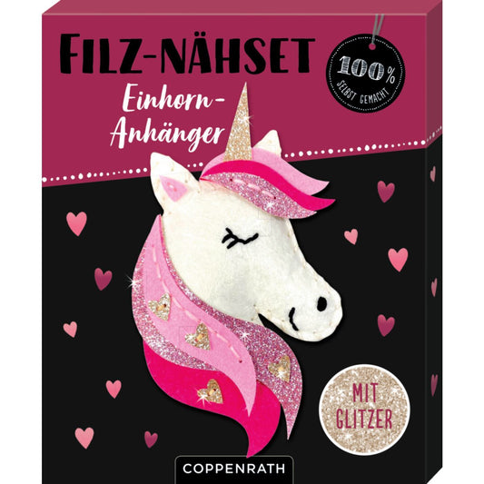 Filz-Nähset Einhorn-Anhänger (Herzen) - (100% selbst gemacht)