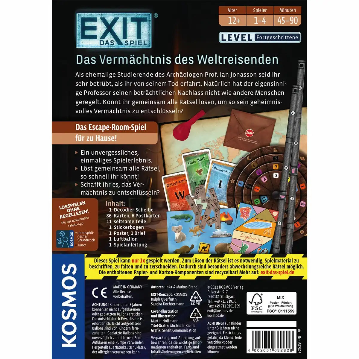 EXIT Escape Game Das Vermächtnis des Weltreisenden Level Fortgeschritten