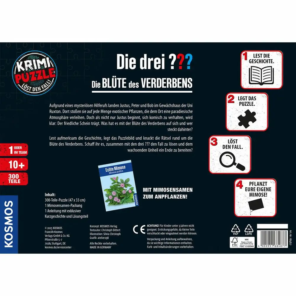 Kosmos Krimi-Puzzle Die drei ??? Die Blüte des Verderbens 300 Teile