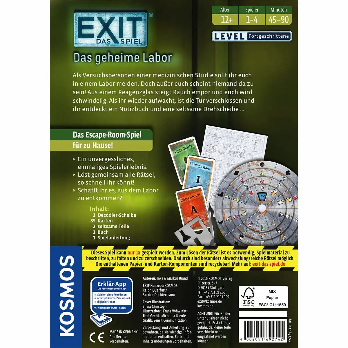 EXIT Escape Game Das geheime Labor Level Fortgeschritten