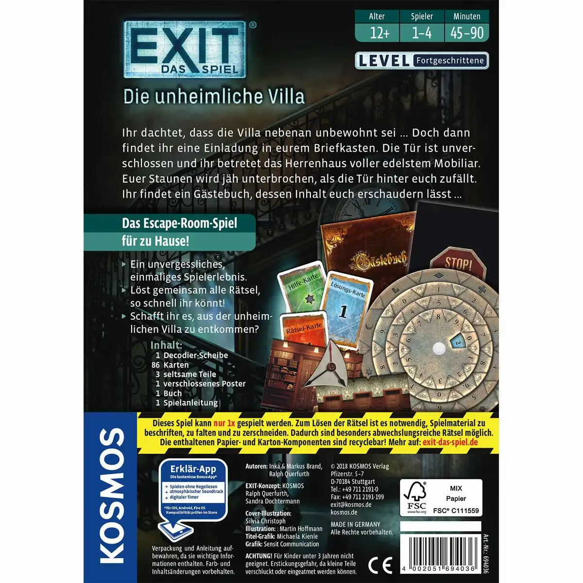 EXIT Escape Game Die unheimliche Villa Level Fortgeschritten