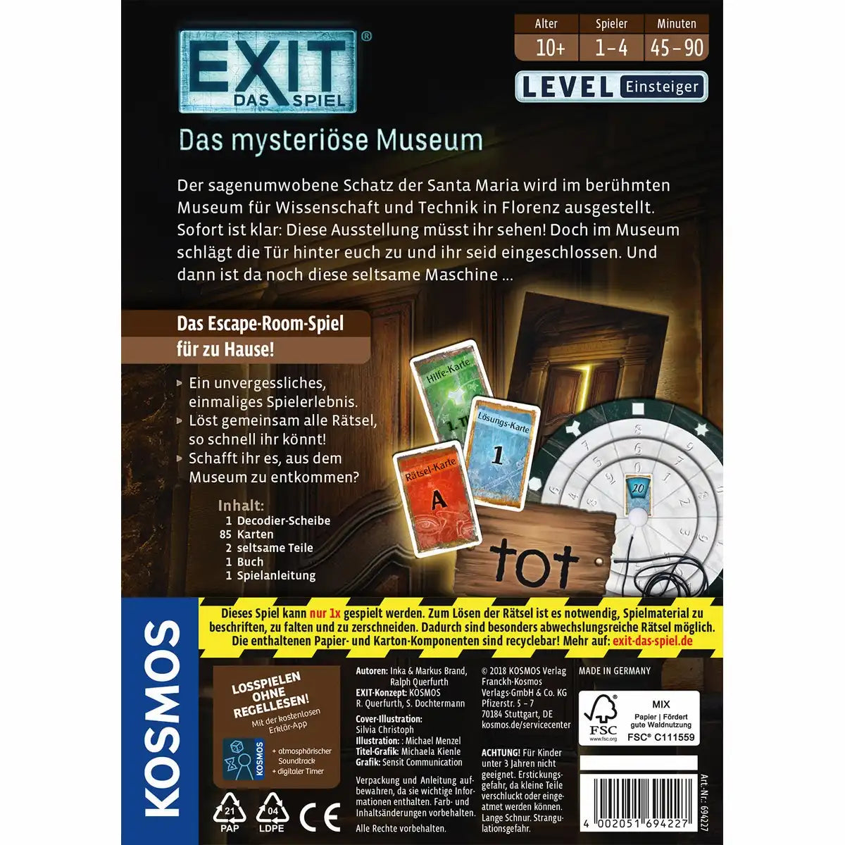EXIT Escape Game Das mysteriöse Museum Level Einsteiner