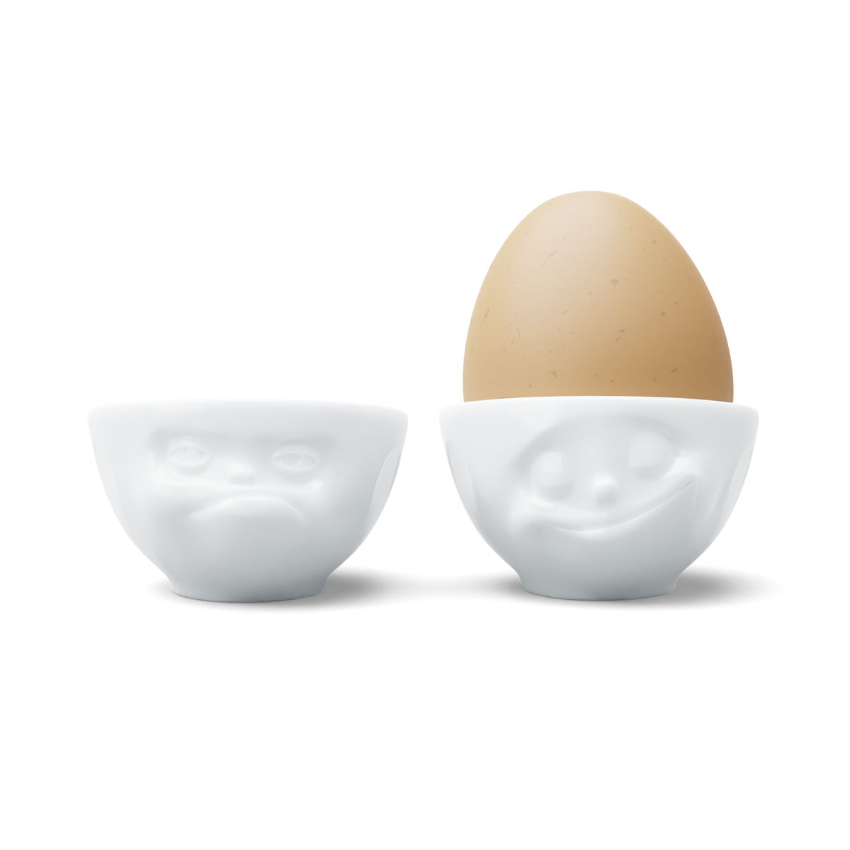 FIFTYEIGHT Eierbecher-Set Nr. 3 Glücklich & Hmpff! in weiß