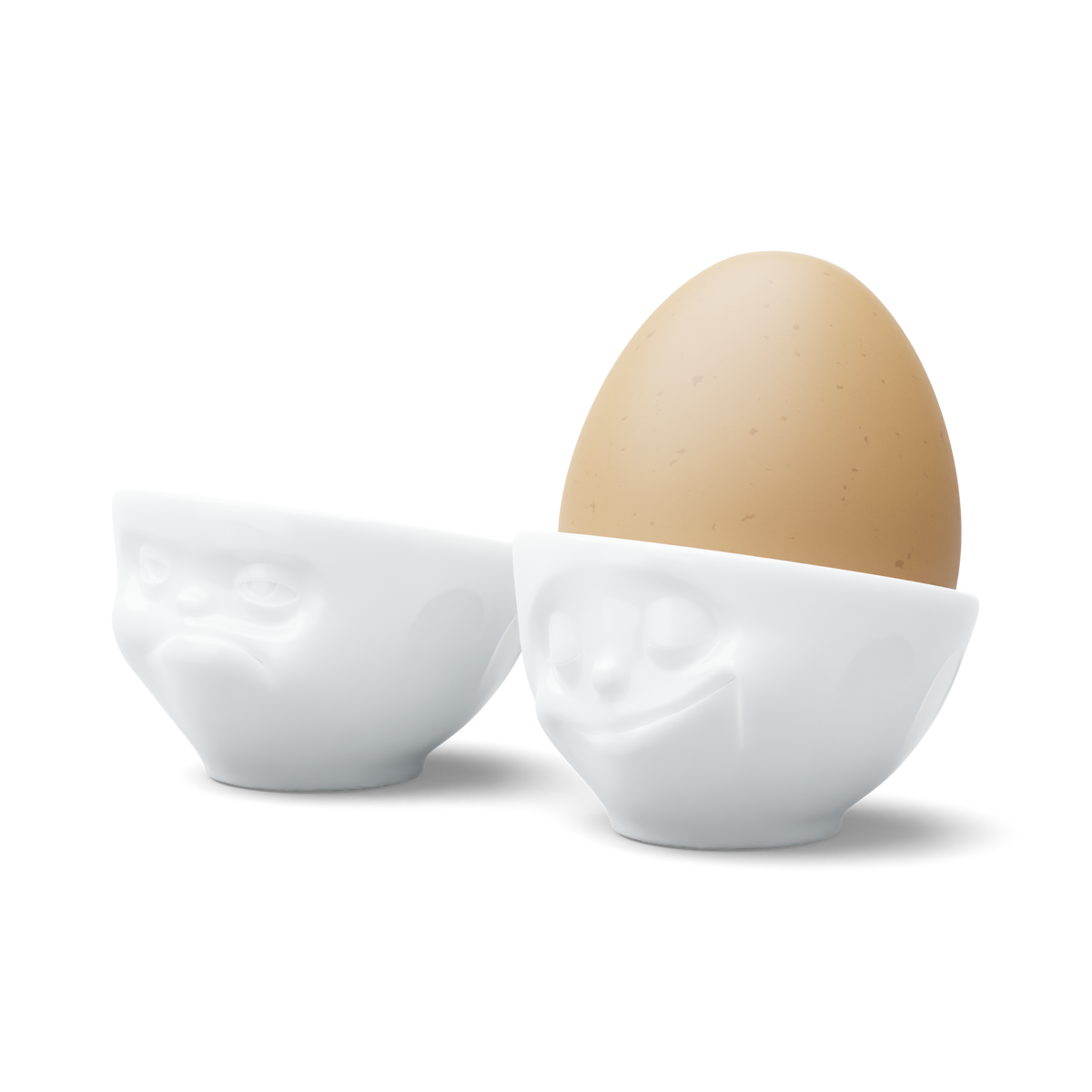 FIFTYEIGHT Eierbecher-Set Nr. 3 Glücklich & Hmpff! in weiß
