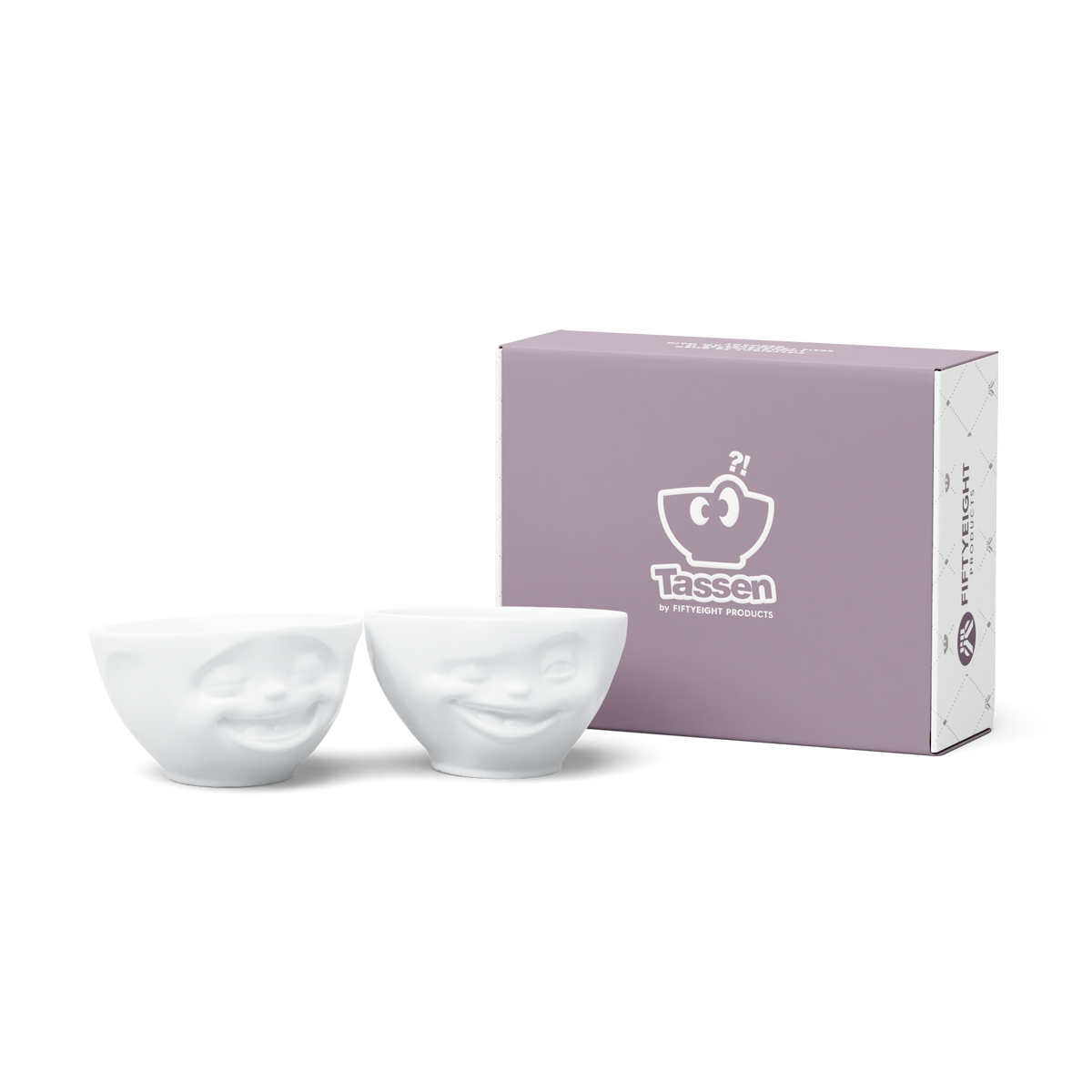 FIFTYEIGHT Mittleres Schälchen Set Nr. 4 Lachend & Zwinkernd in weiß, 200 ml