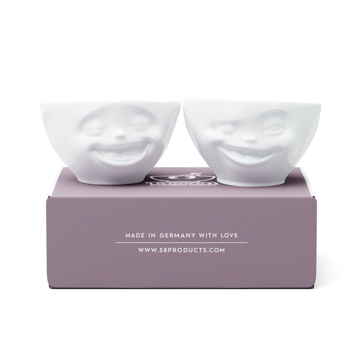 FIFTYEIGHT Mittleres Schälchen Set Nr. 4 Lachend & Zwinkernd in weiß, 200 ml