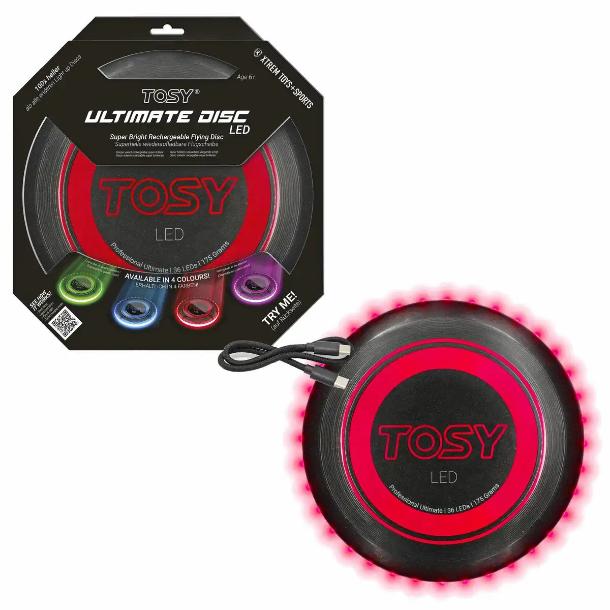 TOSY Frisbee Ultimate Disc LED rot Ø27cm