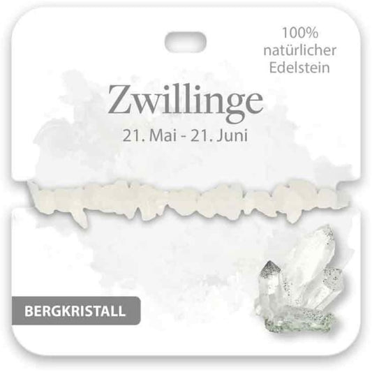 Armband Edelstein Bergkristall Sternzeichen Zwillinge