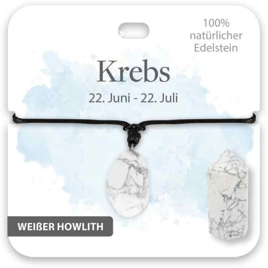 Kette Edelstein Weißer Howlith Sternzeichen Krebs