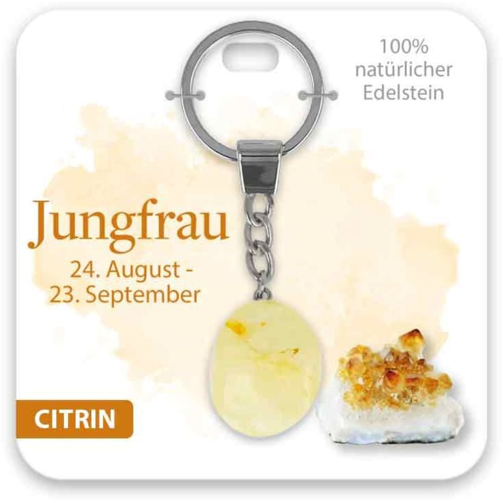 Schlüsselanhänger Edelstein Citrin Sternzeichen Jungfrau