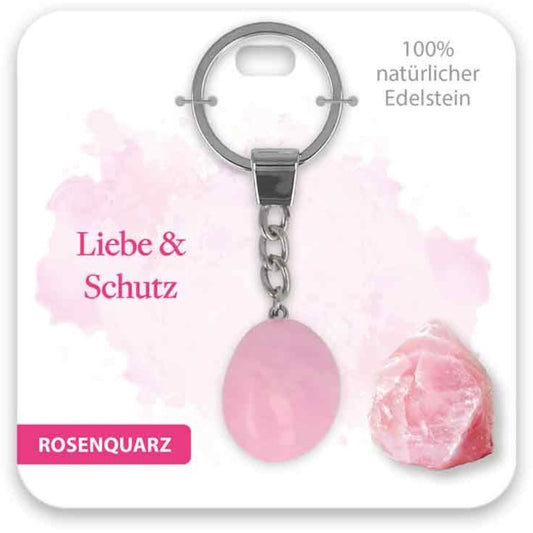 Schlüsselanhänger Edelstein Rosenquarz Wunsch Liebe & Schutz
