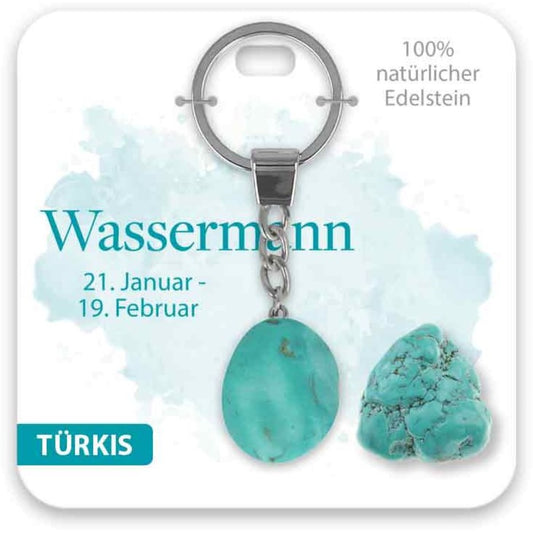 Schlüsselanhänger Edelstein Türkis Sternzeichen Wassermann