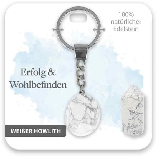 Schlüsselanhänger Edelstein Weißer Howlith
