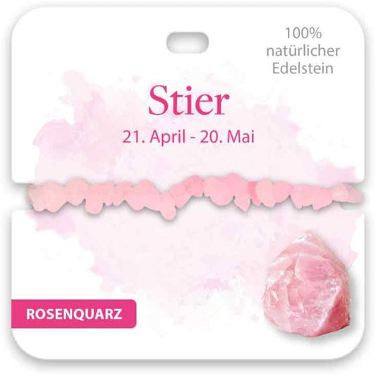 Armband Edelstein Rosenquarz Sternzeichen Stier