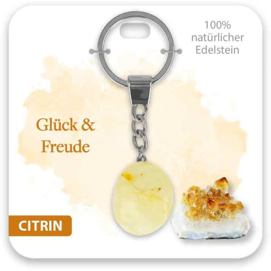 Schlüsselanhänger Edelstein Citrin