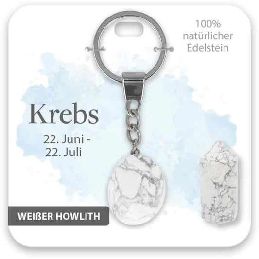 Schlüsselanhänger Edelstein Weißer Howlith Sternzeichen Krebs