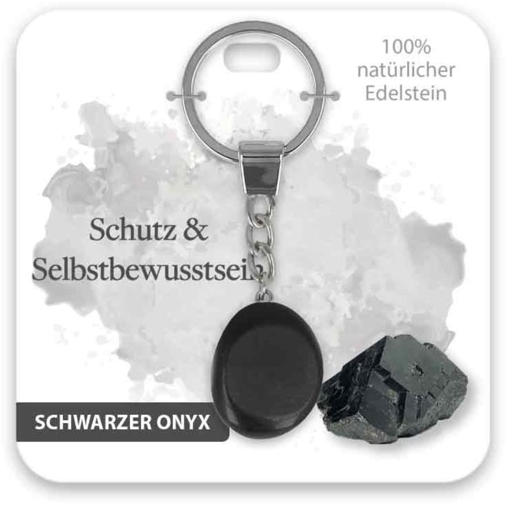 Schlüsselanhänger Edelstein schwarzer Onyx